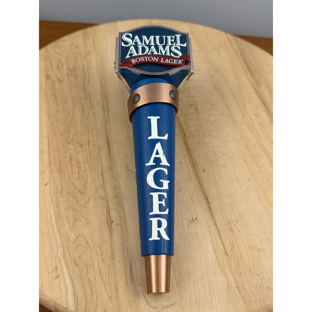 Samuel Adams Boston Lager Copper Ribbon Beer Tap Handle 3-Sided Blue Retro